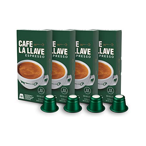 Cafe La Llave Espresso Capsules, Intensity 11-Recylable Coffee Pods (40 Count) Compatible with Nespresso OriginalLine Machines