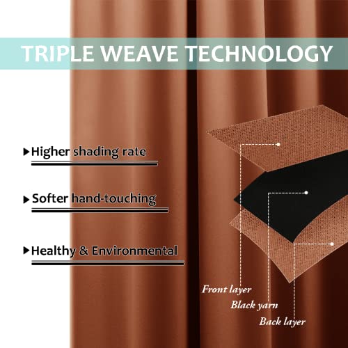 Image of NICETOWN 100% Blackout Blinds, Set of 2, 46 inch x 102 inch, Burnt Orange, Laundry Room Decor Window Treatment Curtains for Large Patio Sliding Door, Thermal Insulated Curtains for Bedroom