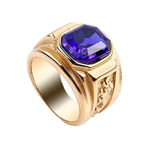 HIJONES Anillos de Piedra Cuadrada para Hombres Cover