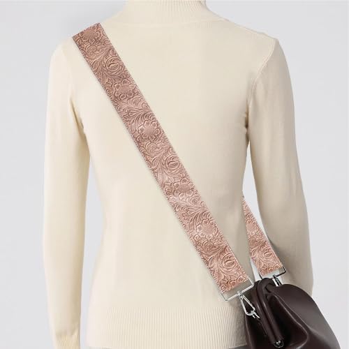 Image of Purse Straps Replacement Crossbody,Crochet Purse Strap for Handbags,Wide Shoulder Straps for Bags(5-Carved Apricot)