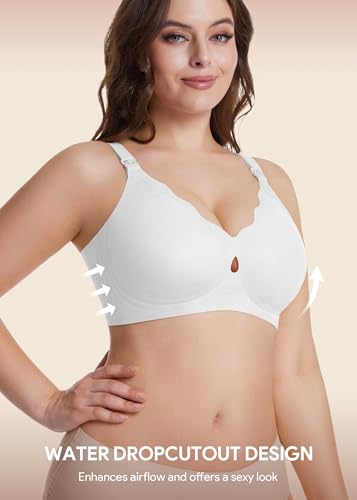Image of HBselect Nursing Bras for Breastfeeding 3 Pack Women Maternity Jelly Bras | Wireless Classic Jelly Support Nursing Bra, Seamless Scalloped Maternity Bras, Comfort Pregnancy Sleep Bralette with Extender
