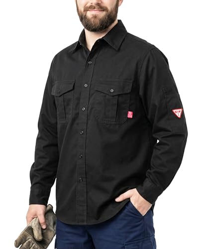 Image of TICOMELA Men's FR Welding Shirt Button-Down 7.5oz 100% Cotton NFPA2112 CAT2