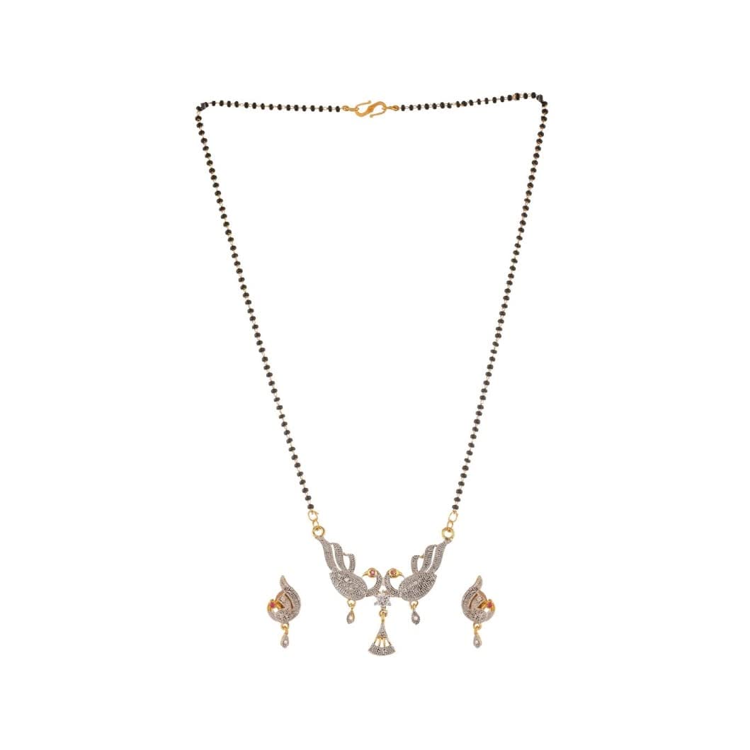 LATEST AMERICAN DIAMOND PEACOCK PENDENT MANGALSUTRA SET WITH EARRINGS. (B0BDGMLRJ4) Amazon Price History, Amazon Price Tracker