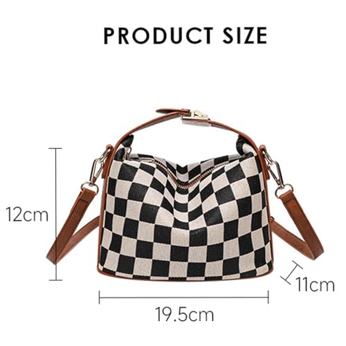 Checkered Crossbody Bag Hobo Bum Bags Alt Trendy Checkered Bum Bag Crossbody with Top Handle 2025 Checkerboard Cylinder Purse3