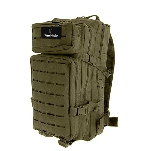 SteelMule Mochila Táctica Militar 26L Molle - Impermeable - Mochila Crossfit con Parches - Mochila Supervivencia, Mochilas de Senderismo, Emergencias, Camping, Caza, Gym, Montañismo, Cabina Viajes