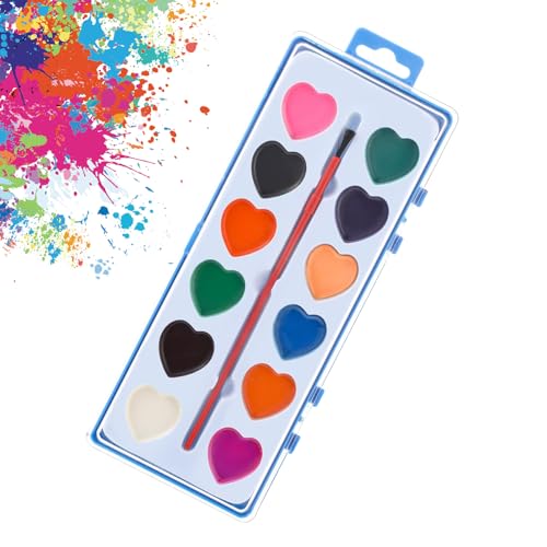 Générique Ensemble De Peinture Aquarelle Coeur Pour - Matériau ABS | Palette De Gribouillage Portable De 8 Pouces, 65g, Kit D'art Lavable, Améliore La Créativité Pour Les À L'école Et À La Mater