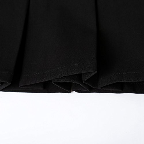Bienzoe Girl's Stretchy Pleated Adjustable Waist School Uniforms Skirt Black 14 #TOP6