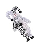 Avec un maquillage complexe, un costume vibrant et une construction stable, cette figurine de clown artisanale est prête à être présentée comme un cadeau complet ou une décoration fantaisiste sur le thème du carnaval