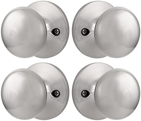 Probrico 2 Pack Round Dummy Door Handle On Rose Stainless Steel Interior Door Knob Brushed Nickel Base Diameter 65mm(2-1/2 inch)