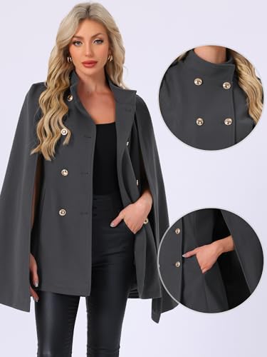Allegra K Cape Coats for Women's Winter Slit Sleeve Double Breasted Cloak Coat2