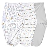 Picture of aden + anais Essentials Easy Swaddle Wrap Quick Change with Bottom Zipper, Snug Cotton Knit Baby Wrap Swaddle Blanket for Newborns, TOG 1.0, 3-Pack, Alphabet Animals, 0-3 Months, Small/Medium