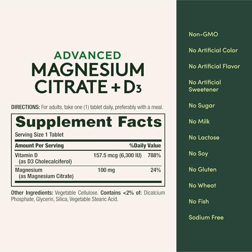 Image of Nature's Bounty Advanced Vitamin D3 with Magnesium Citrate Immune Formula, Supports Immune and Bone Health, 90 Tablets