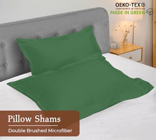 Image of Royale Linens Pillow Shams 2 Pack Standard Size 20x26 Inch - 1800 Microfiber -Bed Pillow Shams, Wrinkle Resistant Super Soft and Cozy- Back Overlap Closure - Oxford Pillowcase (Standard, Hunter Green)