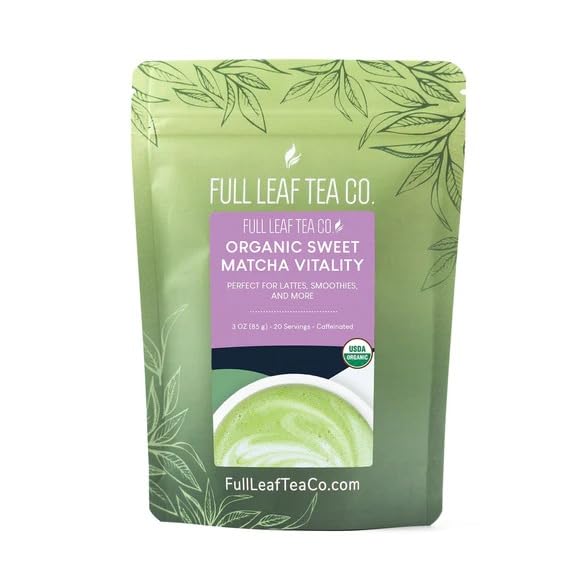 Organic Sweet Matcha Vitality - Bolsa de 3 oz (aproximadamente 20 porciones)  Full Leaf Tea Co.