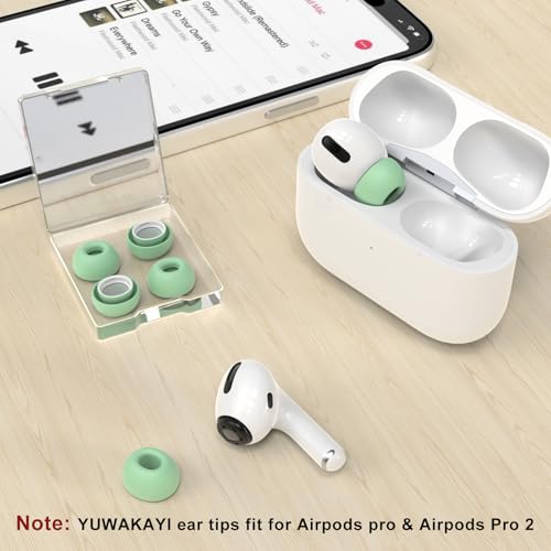 Image of 3 Pairs Replacement Ear Tips for AirPods Pro 1st & 2nd Generation with Noise Reduction Hole, Silicone Ear Tips for AirPods Pro with Portable Storage Box and Fits in Charging Case(Medium, Mint Green)