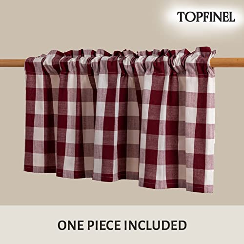 Topfinel Christmas Red Buffalo Plaid Valance 18 Inch Long Red And White Checked Cotton Curtains Farmhouse Decor For Windows Rod Pocket Curtain Toppers For Laundry Kitchen Classroom, 1 Panel #TOP4
