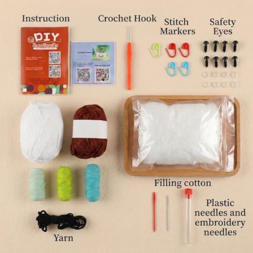 Image of PATPAT Cotton DIY Crochet Kit for Beginners Adults Kids, DIY Kit for Adult Kids Plant Pot with 3Pcs Cup Coaster Crochet Set Knitting Set with Yarn, Crochet Needles, Wires, Stitch Hooks &Accessories