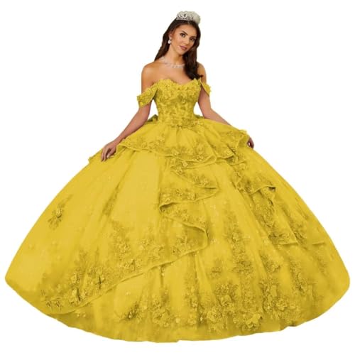 DXUOPL Dark Yellow Sweetheart Vestidos de 15 años Plus Size 24