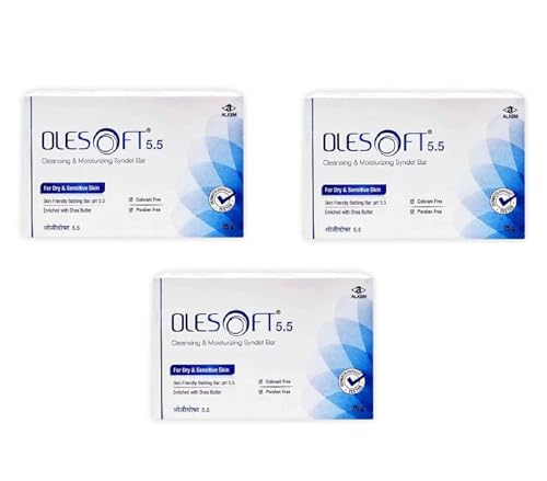 Image of Ole-soft 5.5 Cleansing & Moisturizing Syndet Bar For Dry & sensitive Skin 75gm- Pack of 3