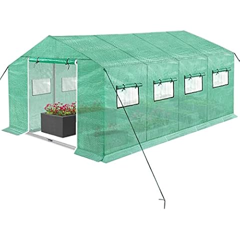 YRHome Greenhouse Plant Green Houses 3 x 2 x 2 m 6㎡ Polytunnel Greenhouse Tomato House Poly Tunnel Vegetable Fruit Flower Plant Shed Waterproof with Window Cover