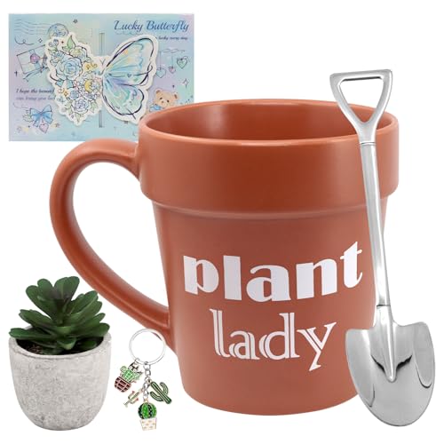Phitihui Gardener Coffee Mug Gifts Sets, Funny Plant Lady Mug with Shovel Spoon, Valentines Mothers Day Christmas Gardening Gifts for Women Wife Mom Her Teacher Friend, Birthday Present Idea