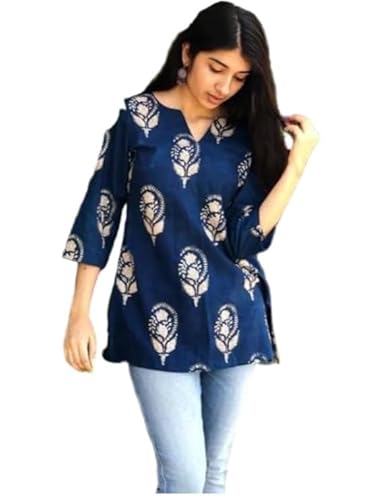 MS VHCK ENTERPRISE Women's Short Kurti in TOP Black Rayon Cotton ...