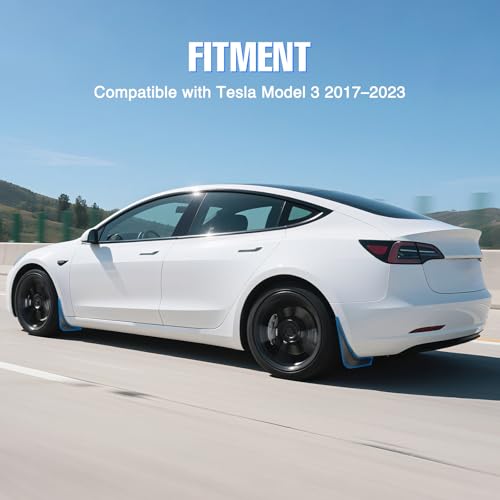 Image of Nilight Mud Flaps Splash Guards for Tesla Model 3 2017-2023 | No Drilling Precision Fit Exterior Accessories Heavy-Duty Splash Guards Protection, Front & Rear Set