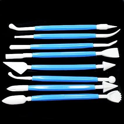 SCHMIDT Fondant Modeling Tools Set Plastic Sculpting Tools Gum Paste for Cake Sugarcraft Icing Decorating Flower Modelling Tools Sculpture Knife for Cake DIY Dessert Candy Fondant(8PCS)