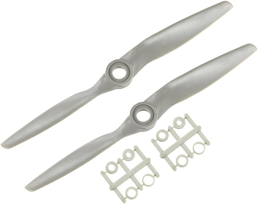 uxcell RC Propellers CW 5x5 Inch 2-Vane for Airplane Nylon Gray 2Pcs with Adapter Rings