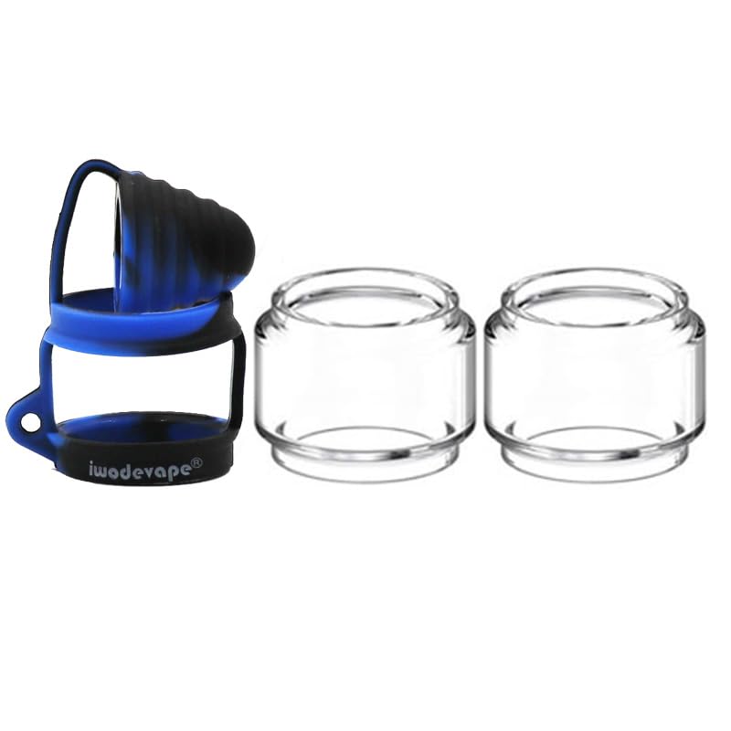 WratryParts 3 en 1 - Tapa antipolvo de repuesto para tanque de vidrio de burbujas para Thunderhead Creations Blaze Solo RTA (con tapa negra y azul)