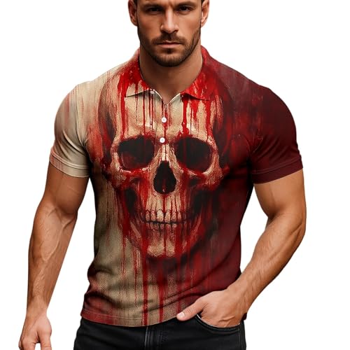 Problema risolto T Shirt Uomo Deguisement Halloween Bloody Horror Costume Halloween Uomo Sanguinante Tee Shirt Costume Blood Top Deguisement Zombie Sangue Che fa paura, C Rosso, XXXL