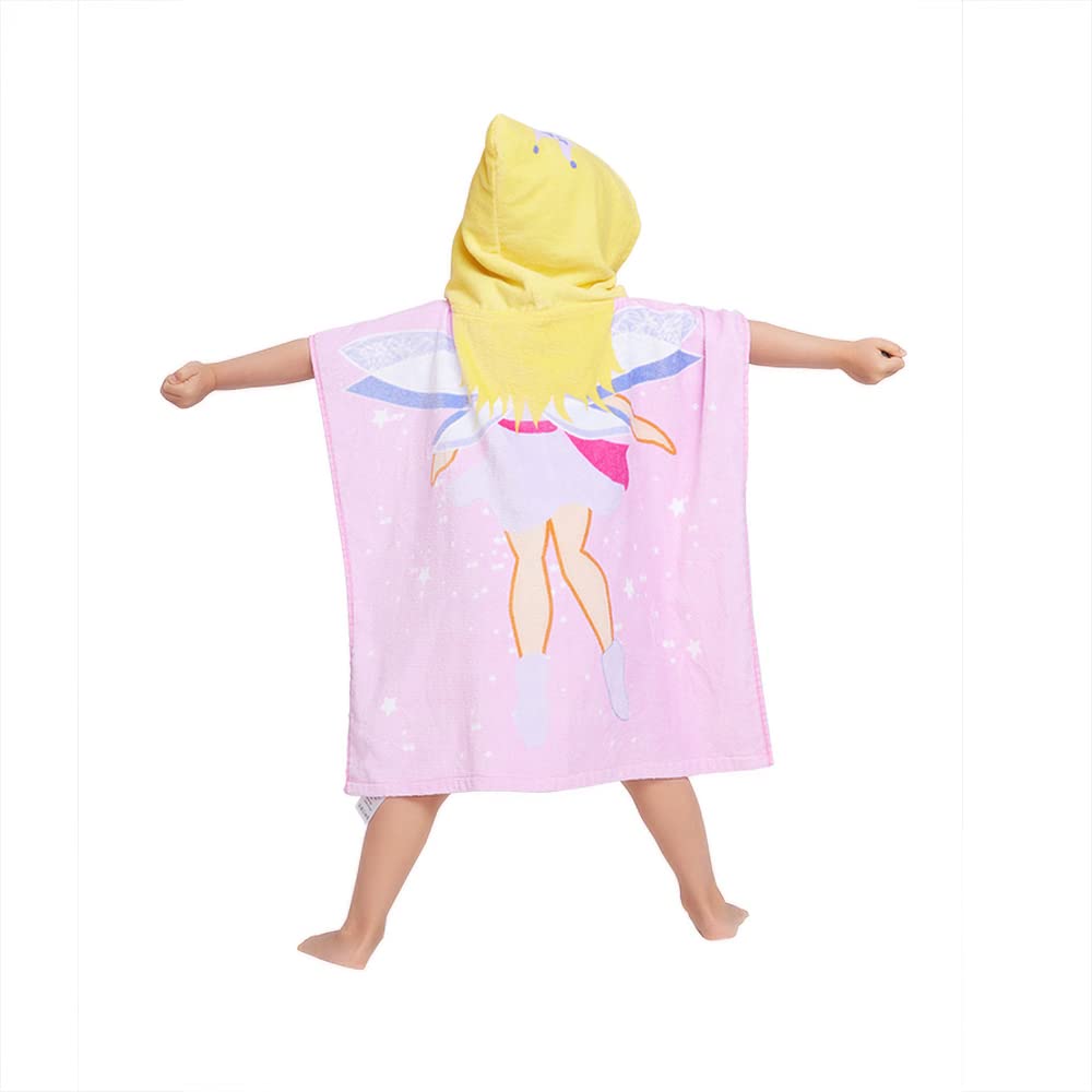 Toalla con capucha 100% algodón para niños de 2 a 6 años, para niños, niñas, baño, piscina, playa, toalla suave y absorbente, poncho de playa Little Fairy