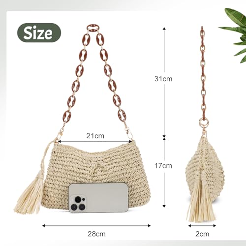 Emprier Straw Woven Shoulder Bags for Women Tote Handbags Summer Beach Purse2