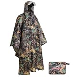 Andake Chubasquero impermeable para hombre y mujer, unisex, resistente al viento, reutilizable, resistente a desgarros, para camping, senderismo, al aire libre y uso diario, camuflaje, Talla única