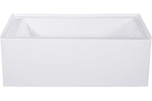 Kingston Brass Alcove Bathtub. Vintage White. Reversible Bathtub Drain & Overflow