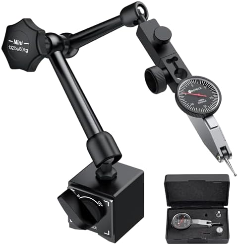 Neoteck 0.03"/0.0005" Dial Test Indicator with 132lbs(60kg) Magnetic Base