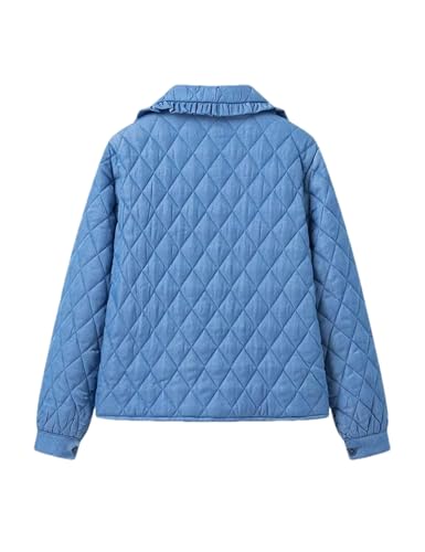 Vimida Women's Blue Quilted Jacket: A Playful Padded Coat for Cozy Winter Days - Image 2
