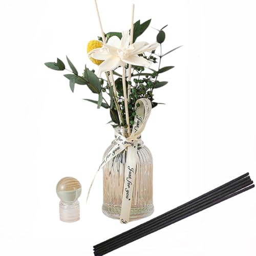 KBHOMFRA Reed Diffuser of Home Fragrance,Bathroom Diffuser with Sticks, 3.38OZ Essential Oil Jasmine,Lavender Scented,Dried Flowers Diffuser for Home, Office Aroma (Lavender)