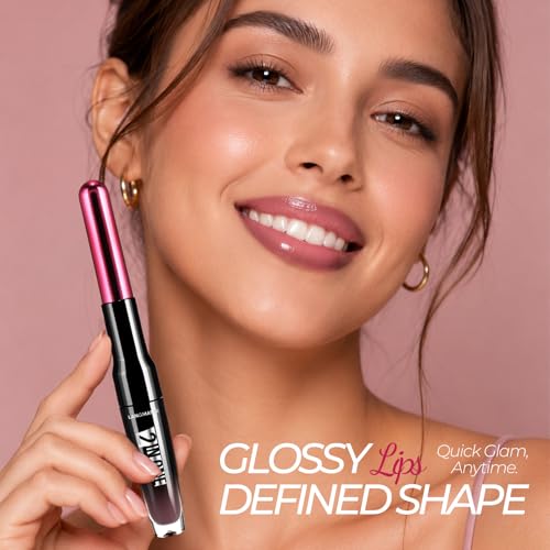 Image of LANGMANNI 2-in-1 Lip Liner & Gloss Duo,Shade 02 Soft Blush Pink