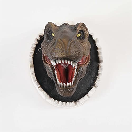 Goodtrade8 Dinosaur Head Wall Mounted Home Decor Statue,Large Jurrasic World Dinosaur Wall Mounted Head Statue Bust, Jurassic King T-Rex,Wall Art 3D Sculpture For Home Decoration (A) #TOP3