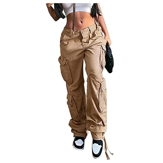 Viatabuna Women's High Rise Straight Leg Y2K Streetwear Cargo Pants Baggy Boyfriend Pants with Pocket
