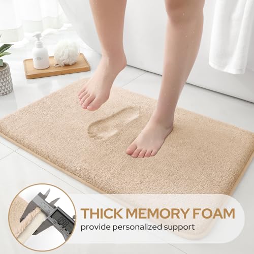 HOMEIDEAS Upgraded Bathroom Rugs Set 3 Piece, Ultra Soft Memory Foam Bath Mats, Super Absorbent Non Slip Washable U-Shaped Toilet Bath Rug (Beige, 17"x24"+20"x32"+U-Shaped 20"x24") by HOMEIDEAS - Used condition - Image 3