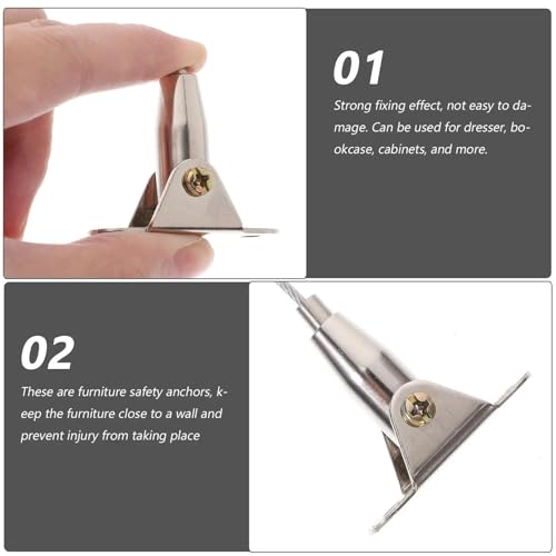 Correas antivuelco para muebles de acero inoxidable, pack de 20 unidades en color plata 3