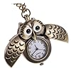 MUCKLILY 2pcs Retro Gothic Owl Pocket Watch Necklace Pendant Alloy Quartz Locket Watch Unique Chain Design #4