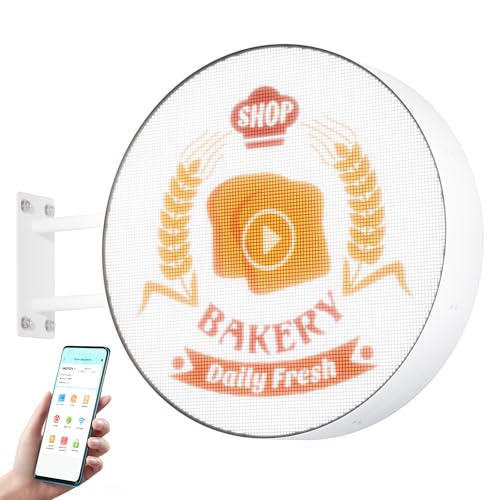 Kochenkore P2.5 Business Round LED Light Box Sign Programmable, Double-Sided Full Color Custom Digital Display Screen, Video, Image, Text Signage Panel Board for Outdoor Storefront Advertising 20