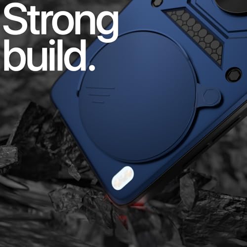 Image of Pikkme Back Cover for Vivo X300 5G | 360 Protection Case | Sliding Camera Shield Cover & Ring Holder Stand D10 Tough Armor Bumper Case (Blue)