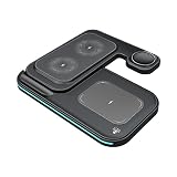 MMOBIEL Bezprzewodowa Stacja Ładująca kompatybilna z iPhone, Apple Watch i AirPods - Bezprzewodowa podstawka ładująca 3 w 1-15 W Premium - Stacja Dokująca do Szybkiego Ładowania - Czarna