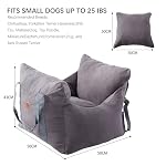 NexHome Dog Car Seat, Dog Beds for Small Dogs, Waterproof Dog Booster Seat for Car with Storage Pockets, Clip-On Safety Leash Pet Car Seat Puppy Travel Carrier Bed Up to 25lbs,Gray