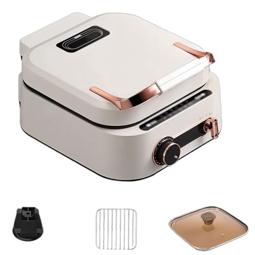 Aparato de cocina para comidas familiares, cuenta con zonas de calentamiento separadas y revestimiento antiadherente, ideal para panqueques, ollas calientes y asados para 3-8 personas white