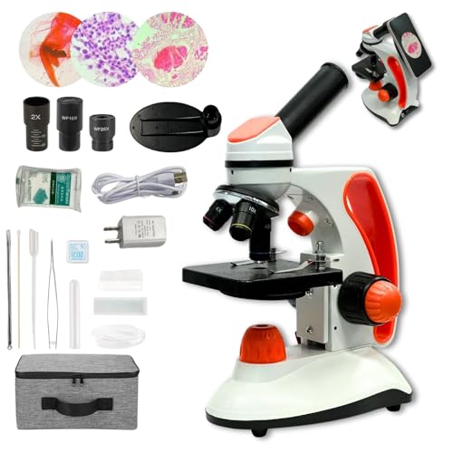 Compound Microscope for Adults Learning Beginners 40X-2000X,Metal Monocular Microscope for Students Home Education,School Laboratory with Experience Kits.